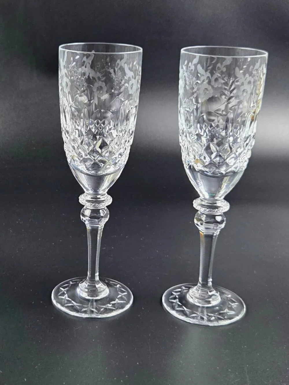 Vintage Rogaska Gallia - Fluted Champagne Glasses - Set of 2 - Discontinued